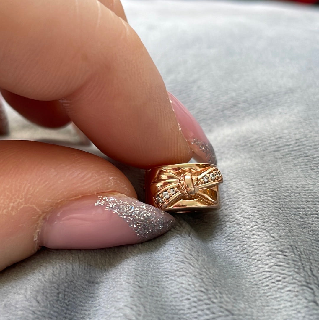 Genuine Pandora Rose Gold Pave Bow Clip x1