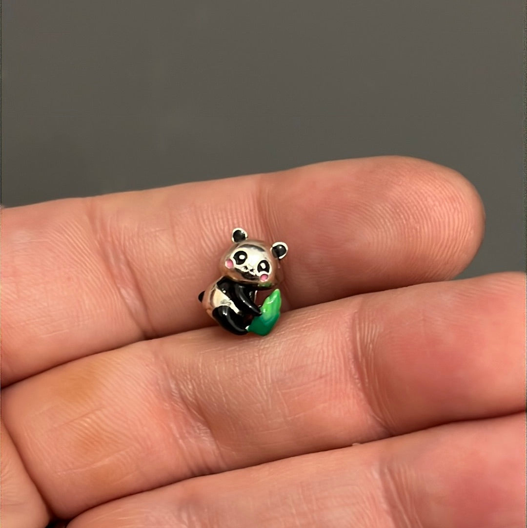 Sterling Silver Cute Enamel Panda Charm