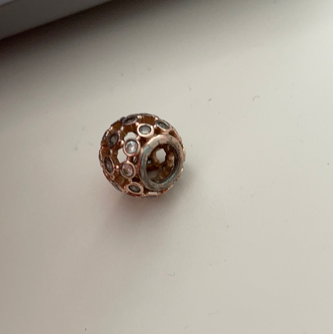 Genuine Pandora Rose Gold Clear Spotlight Cz Charm Openwork