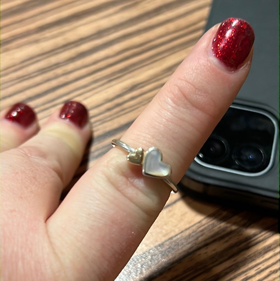 Genuine Pandora 14k Gold Two Tone Pearl Heart Size 54