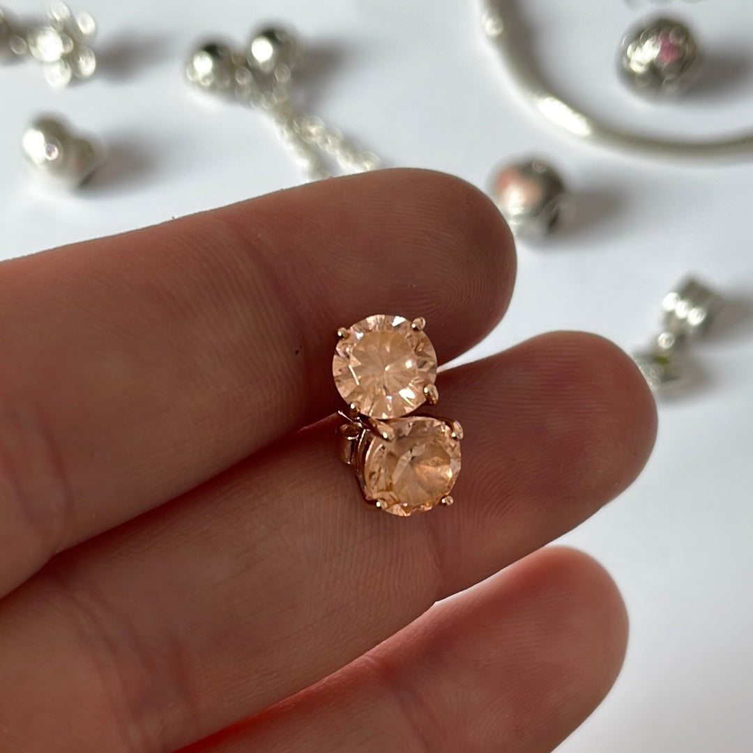 Brand New Rose Gold CZ Stone Pave Earrings
