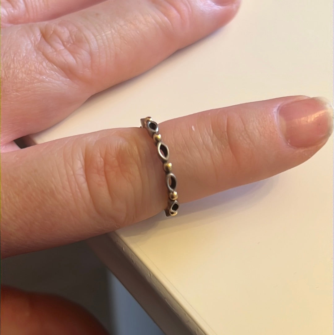 Genuine Pandora Two Tone RARE Gold Dot Oval Openwork Ring Size 56