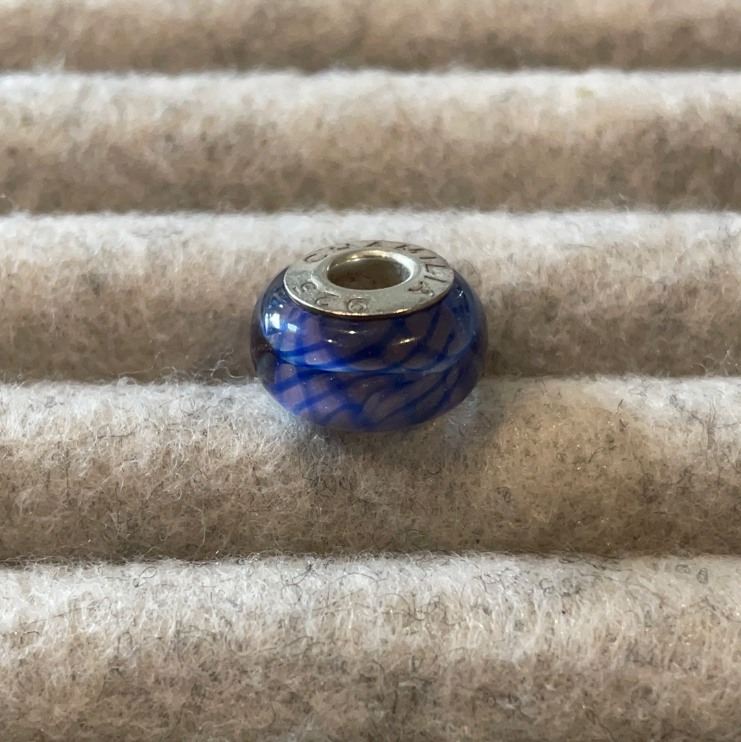 Genuine Chamilia murano - Purple with blue lines
