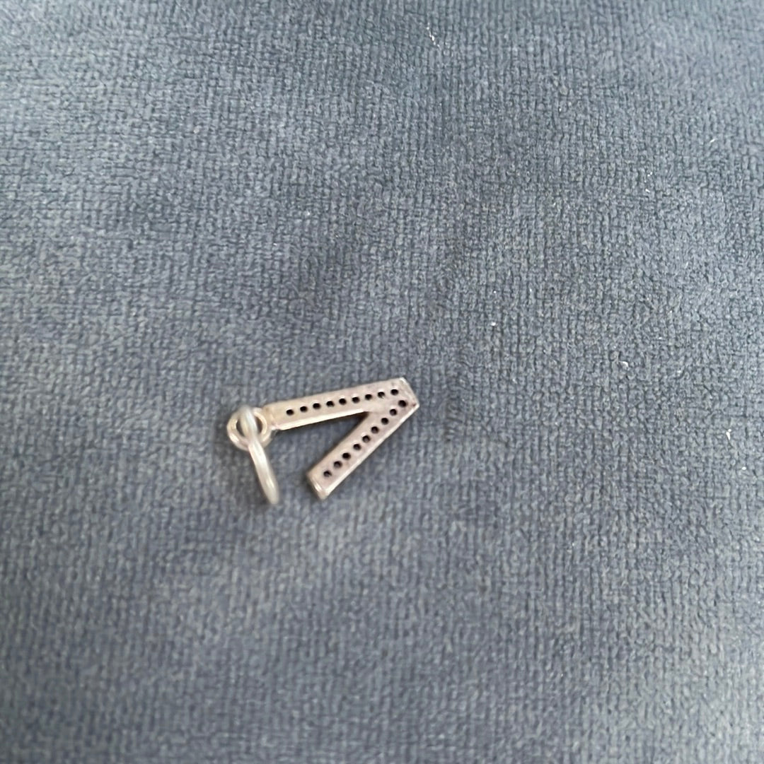 Genuine Pandora Letter V Pave Dangle Charm