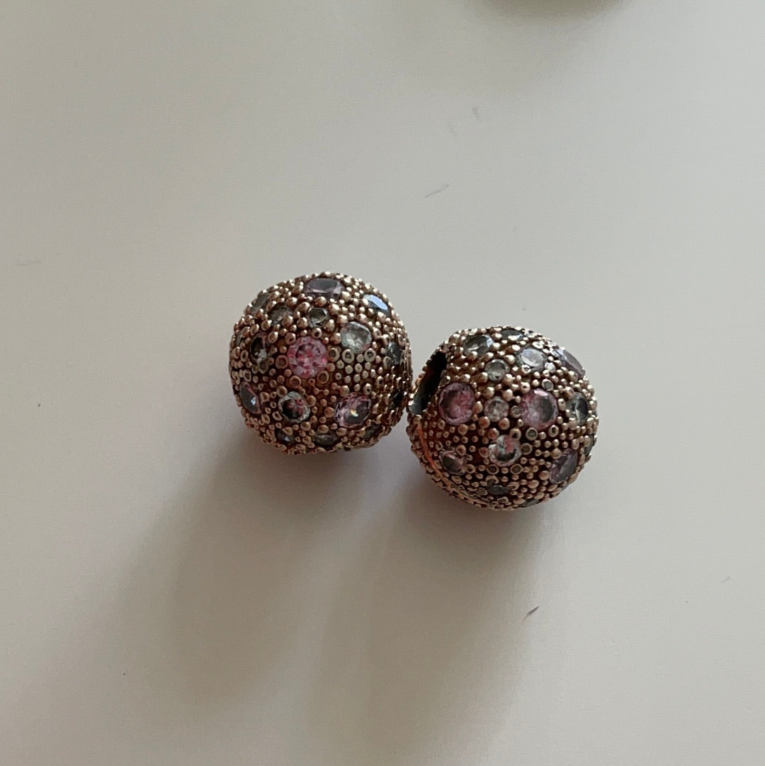 Genuine Pandora Rose Gold Clear and Pink Stones Cosmic Clip