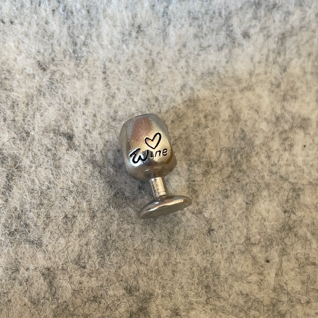 Unbranded I Love Wine Charm With Red CZ on the top CHEAP
