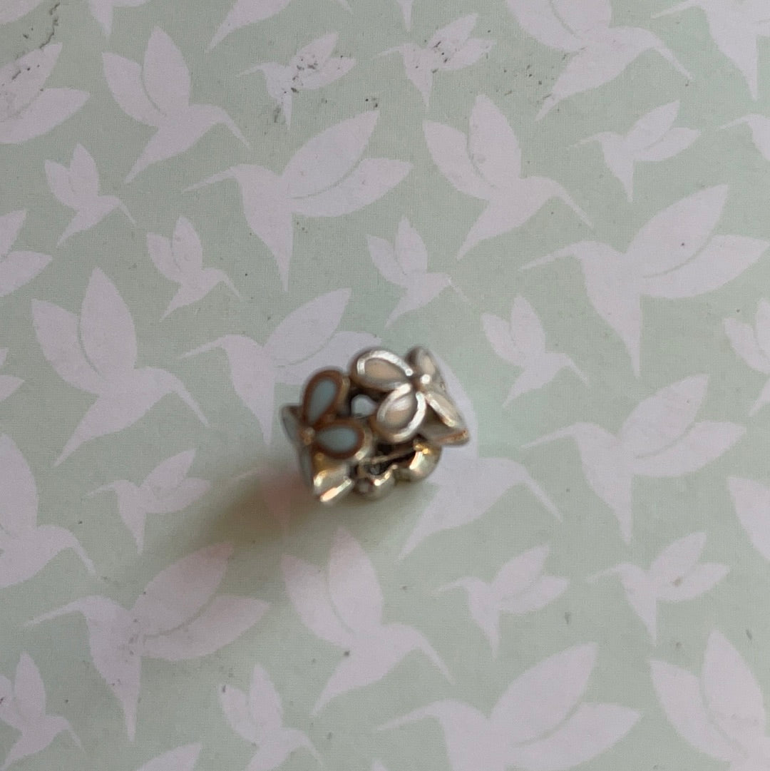Genuine Chamilia White and Blue Enamel Flower Spacer