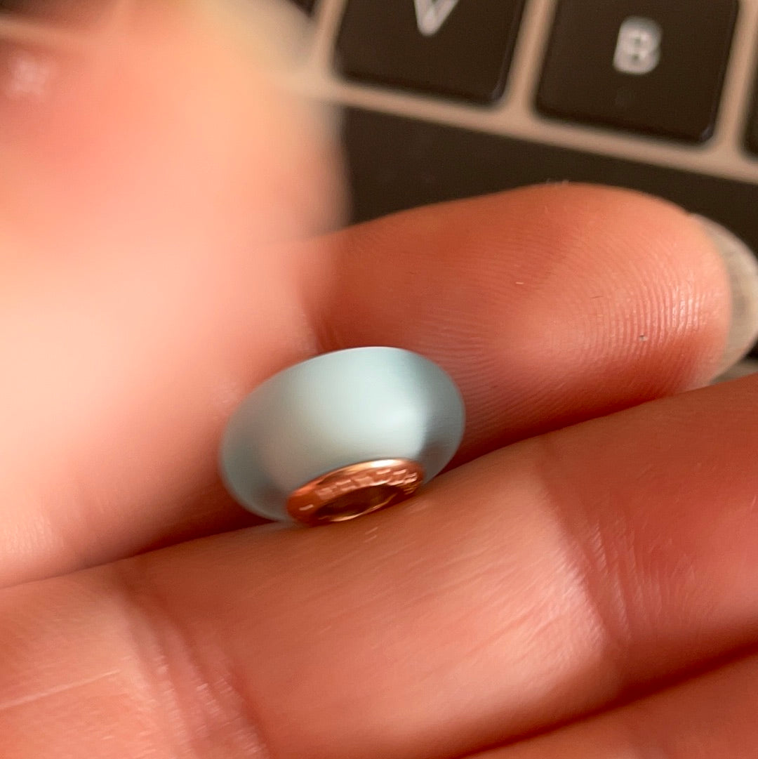Genuine Pandora Rose Gold Small Matte Blue Murano Charm