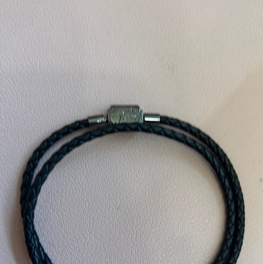 Genuine Pandora Disney Star Wars LMTD Edition Double Black Leather Bracelet Med/ Lrg