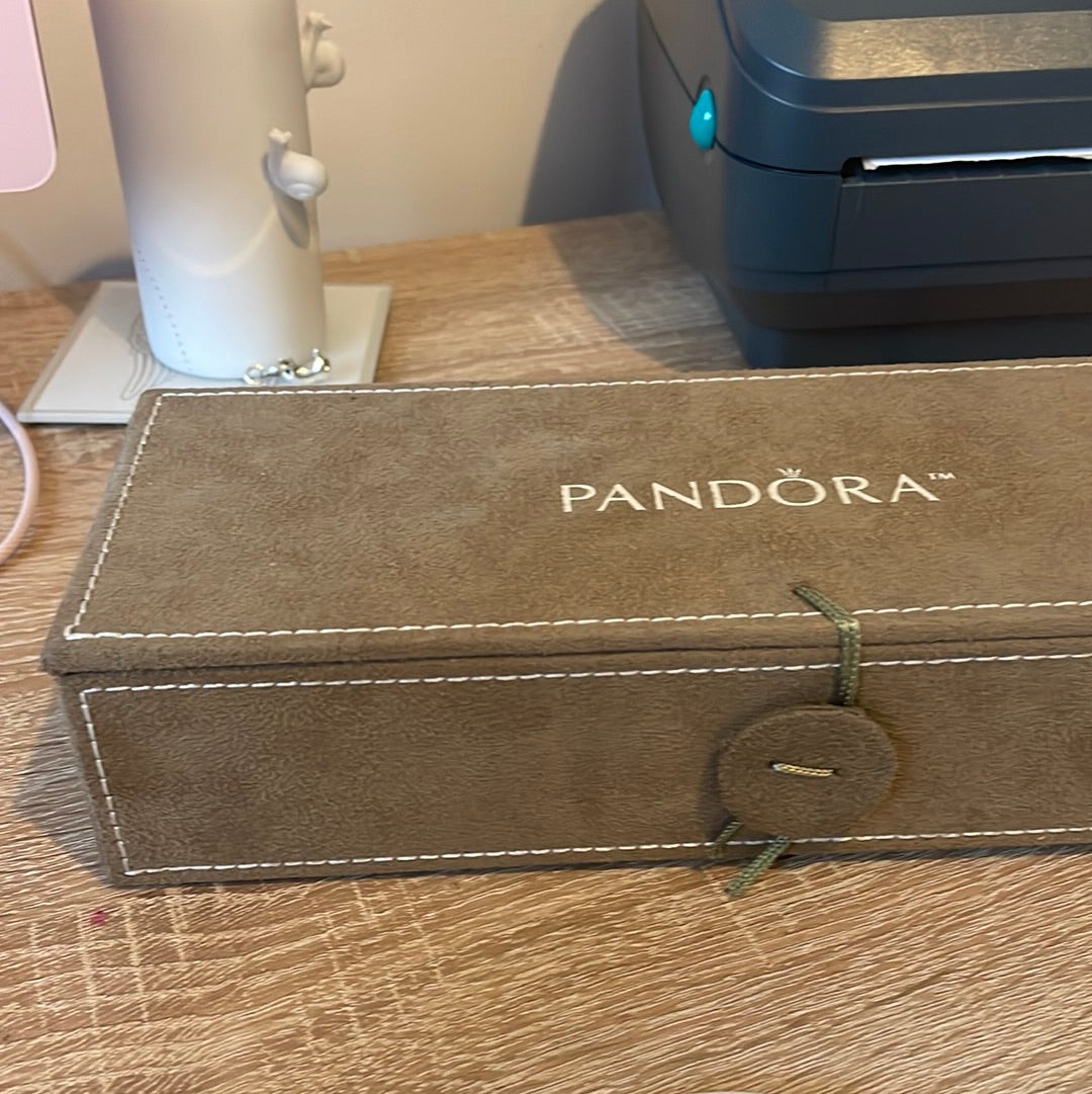 Genuine Pandora Retired Khaki Green 2 Tier Jewellery Box