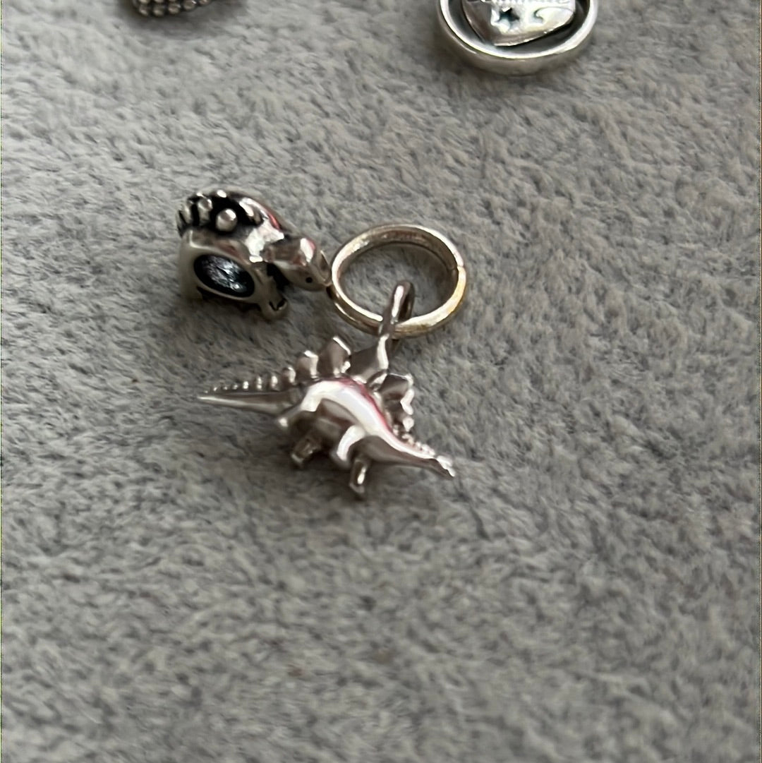 Sterling Silver Baby Dinosaur Charms x2