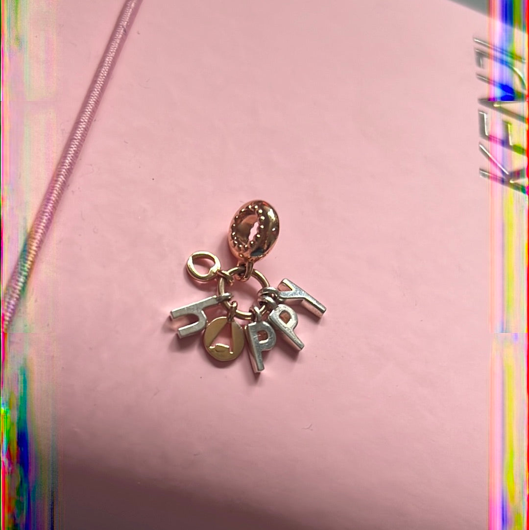 Genuine Pandora Rose Gold Happy Dangle Charm With CZ