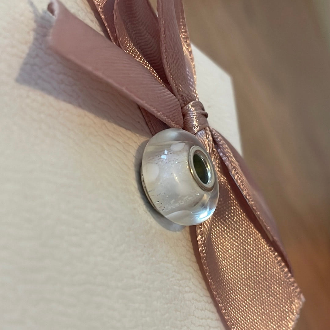 Genuine Chamilia Murano White sparkle and White Polka Dot