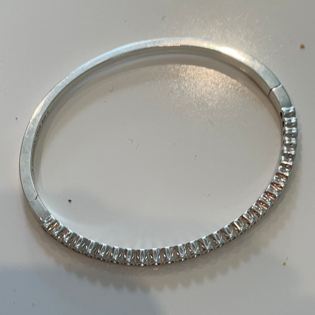 Genuine Pandora Timeless Pave Sparkling Hinged Bangle Rare HTF Size 1