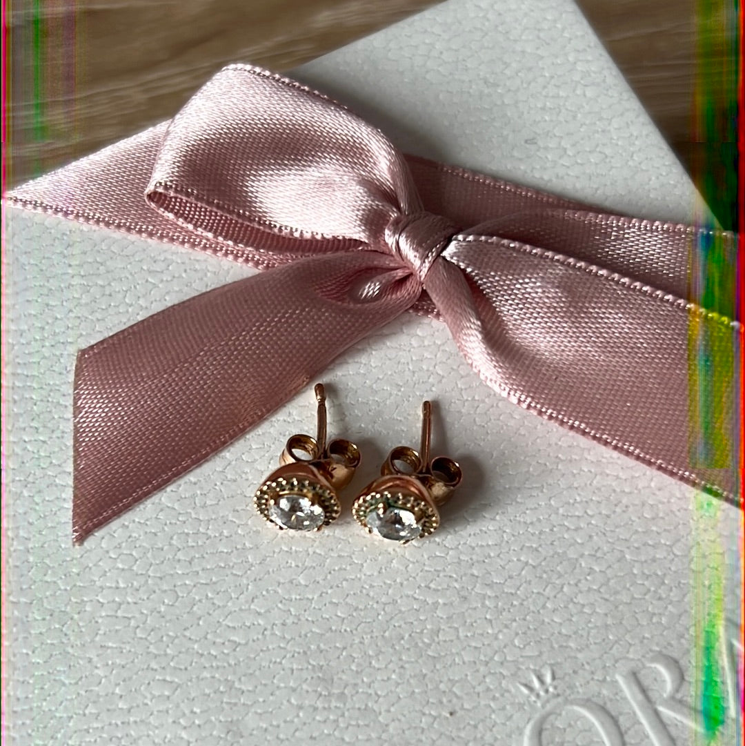 Genuine Pandora Rose Gold Beautiful Clear Circle Earrings Studs BEAUTIFUL