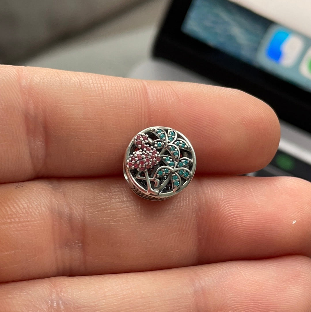 Genuine Pandora Summer Pave Pink Flamingo and Palm Tree Charm