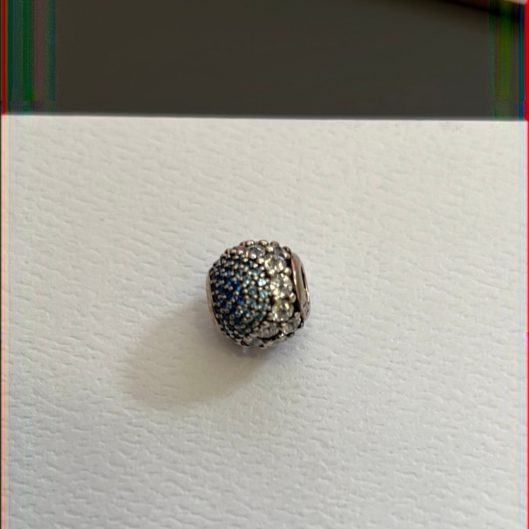 Genuine Pandora Sparkling Blue and Clear Pave Ball Charm