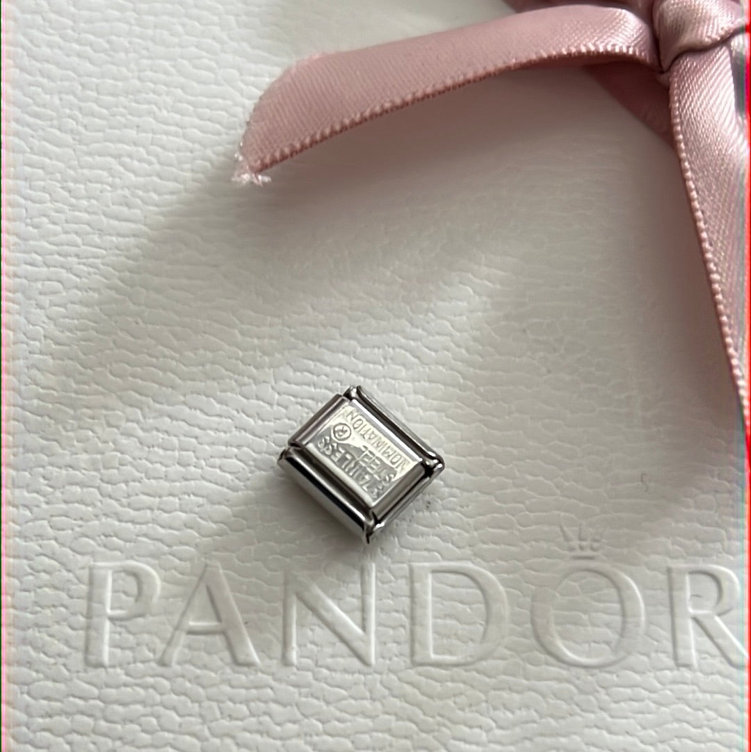Genuine Nominations Silver Link Charm Pave Butterfly