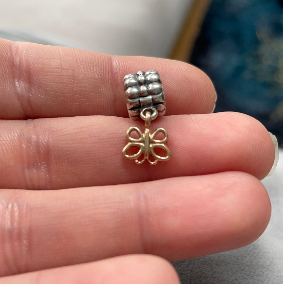 Genuine Pandora Two Tone RARE HTF Butterfly Dangle Clip