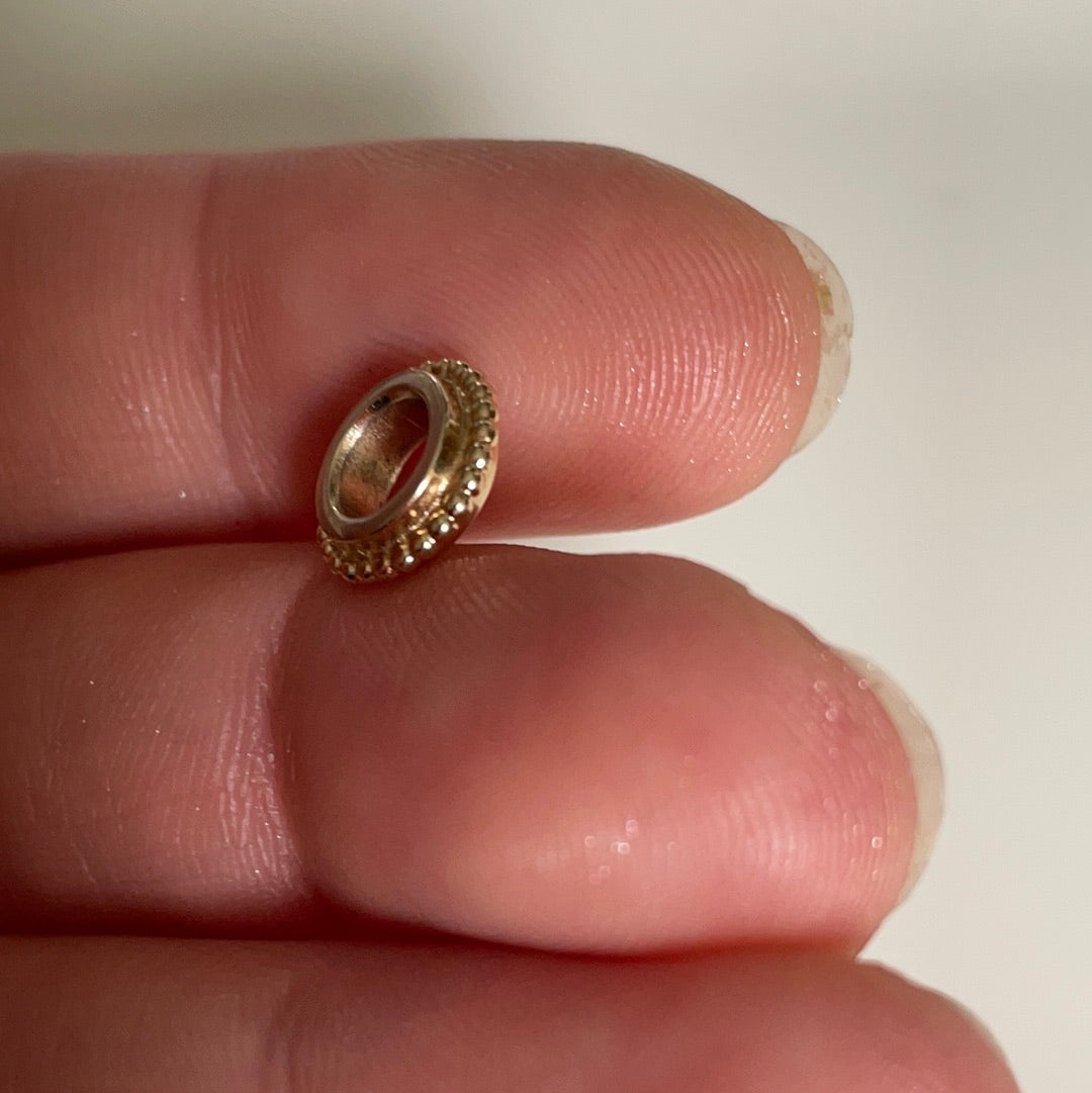 Genuine Pandora Solid 14ct Gold Sun Tiny Dotted Spacer Charm RARE HTF