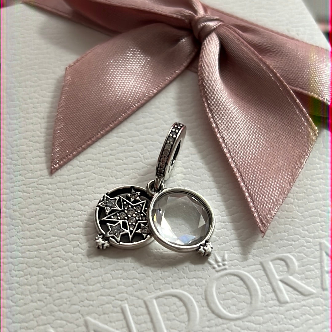 Genuine Pandora Magnified Star Sparkle Dangle Charm Pendant