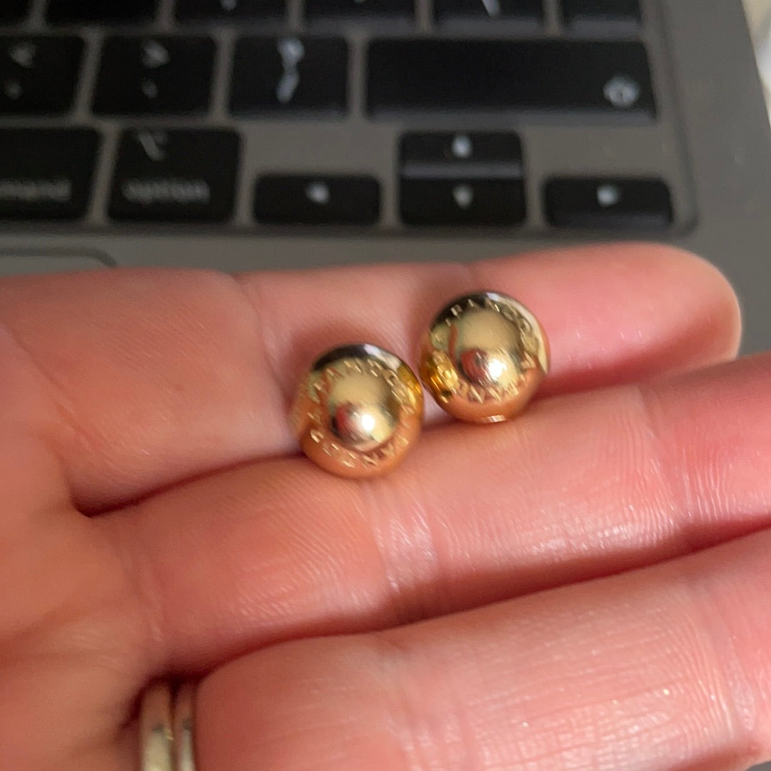 Genuine Pandora Shine Gold Logo Clips PAIR With Tiny Silicone Inserts
