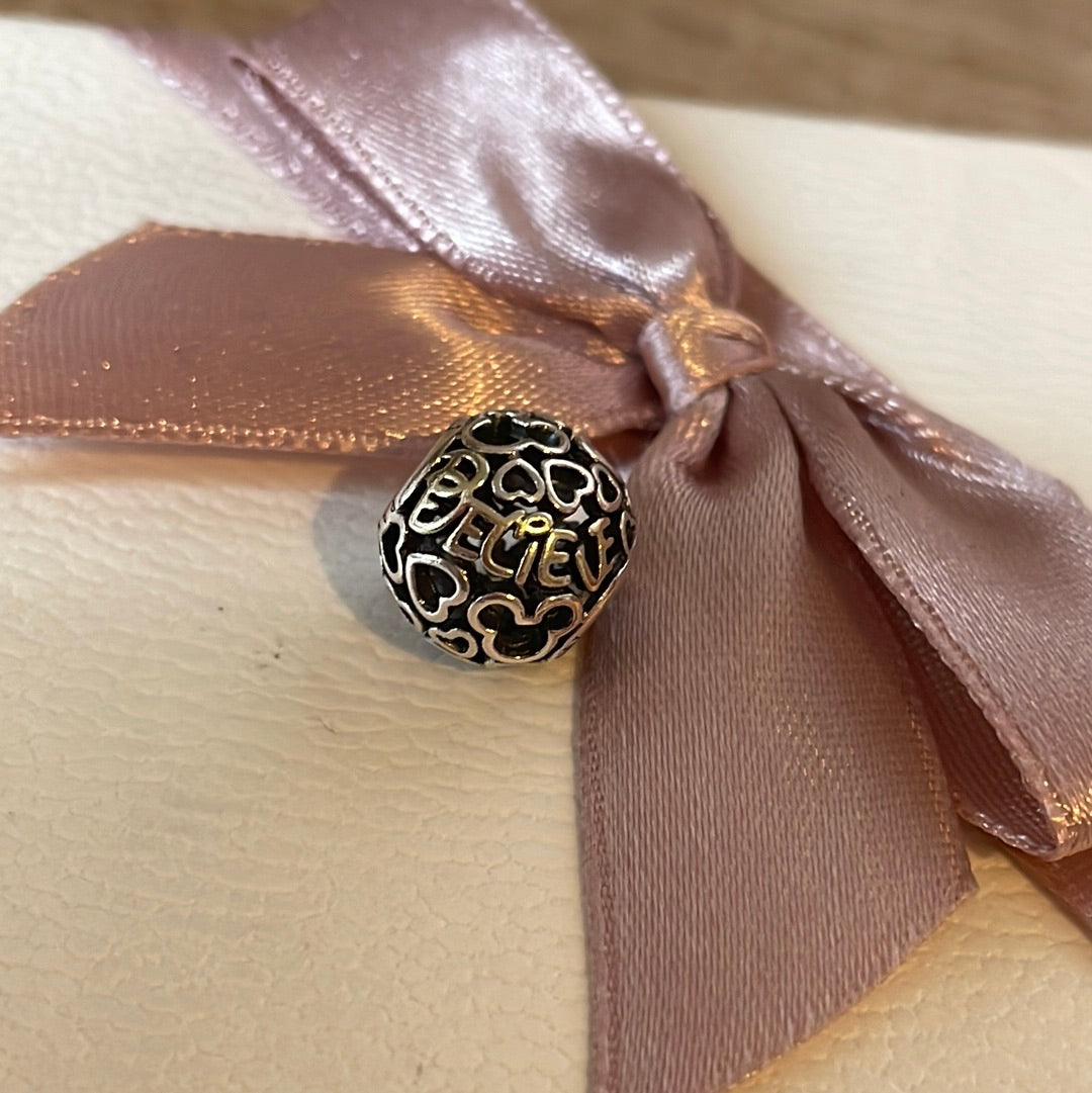 Genuine Pandora Disney Believe Two Tone American Exclusive Charm