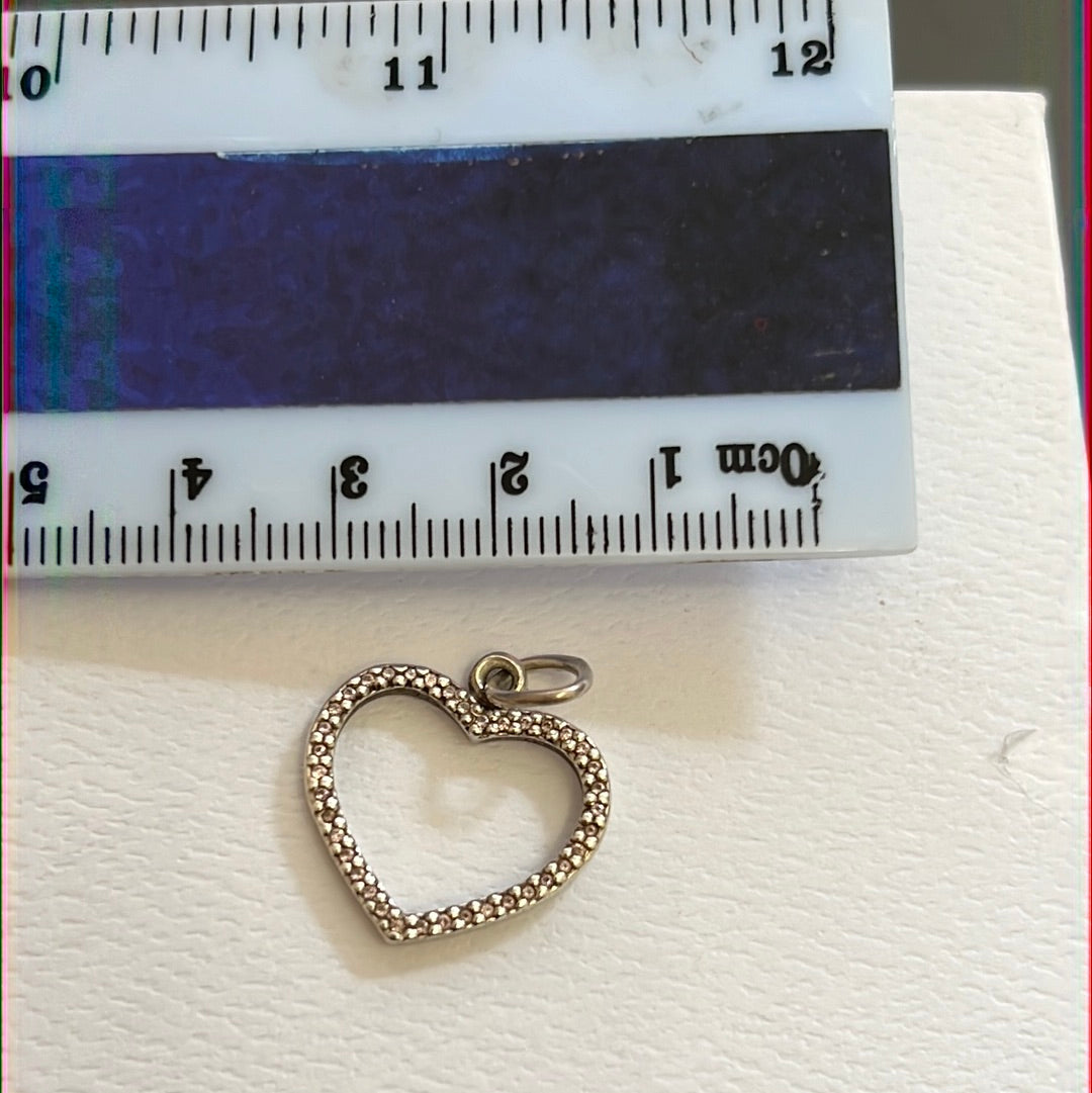 Genuine Pandora Clear Large Dangle Pave Heart Pendant