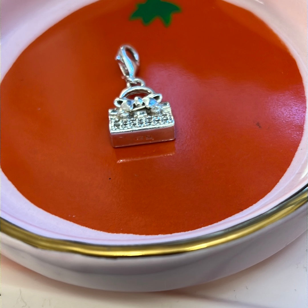 Genuine Thomas Sabo Sterling Silver Dangle Pave Handbag Charm
