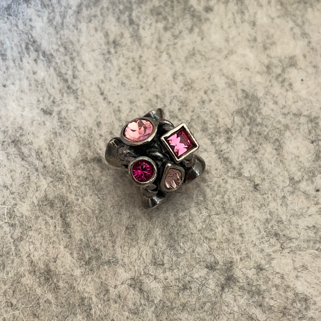 Genuine Chamilia Pink and Purple Large Stone Statement Swirl Abstract Charm