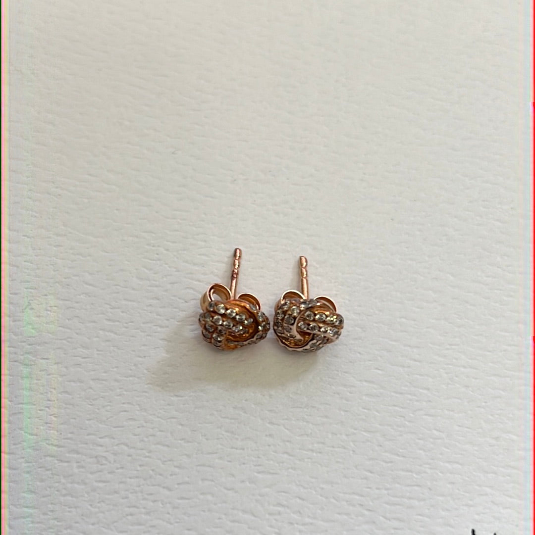Genuine Pandora Rose Gold Pave Knot Earrings