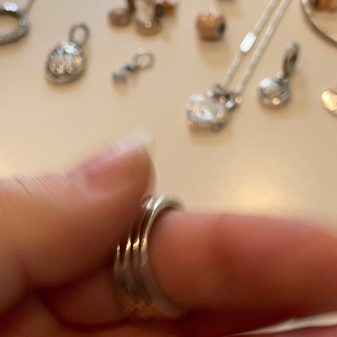 Genuine Pandora Huge (Rose Gold or Silver) Chunky Ring Pave 5 Layer Ring in Size..