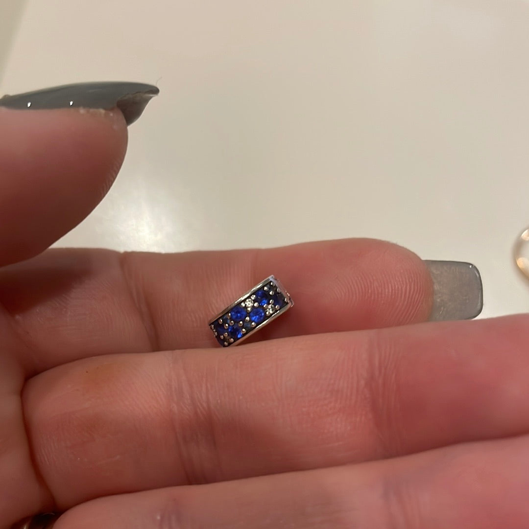 Genuine Pandora Pave Clear and Navy Blue Silicone Insert Clip