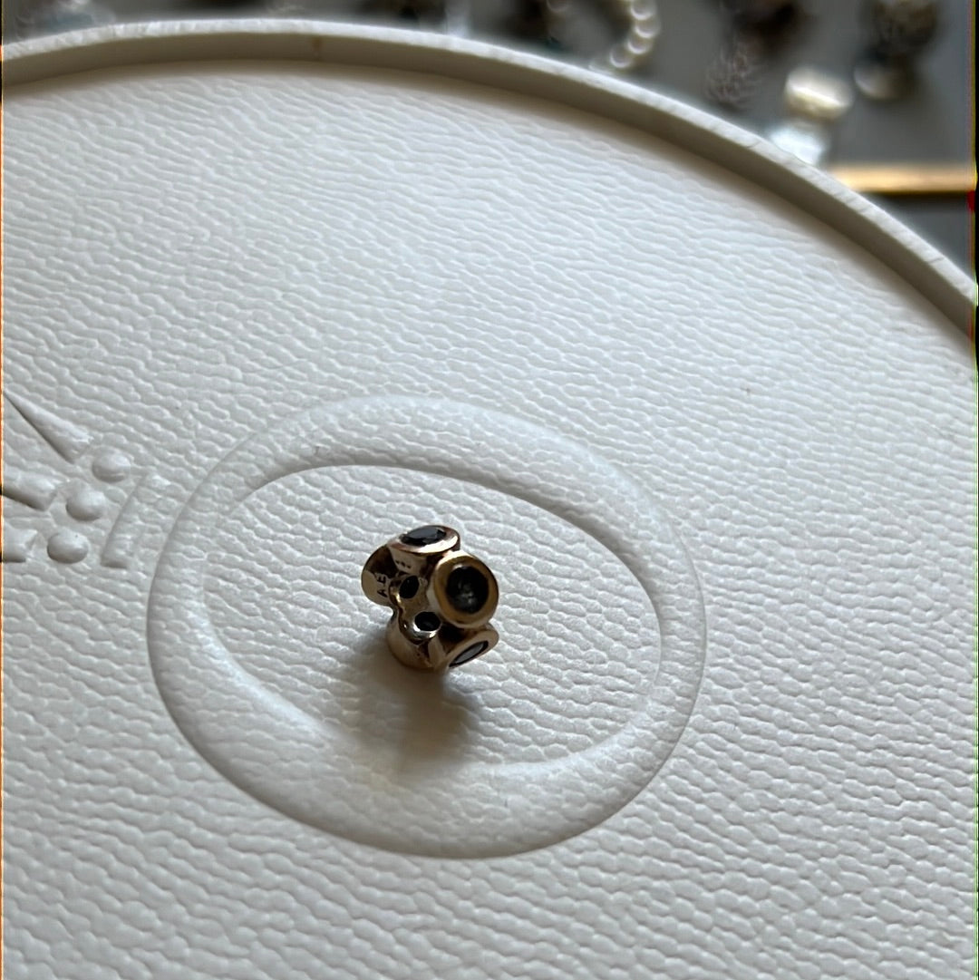 Genuine Pandora Solid 14ct Gold Lights Aquamarine Spacer Charm RARE HTF