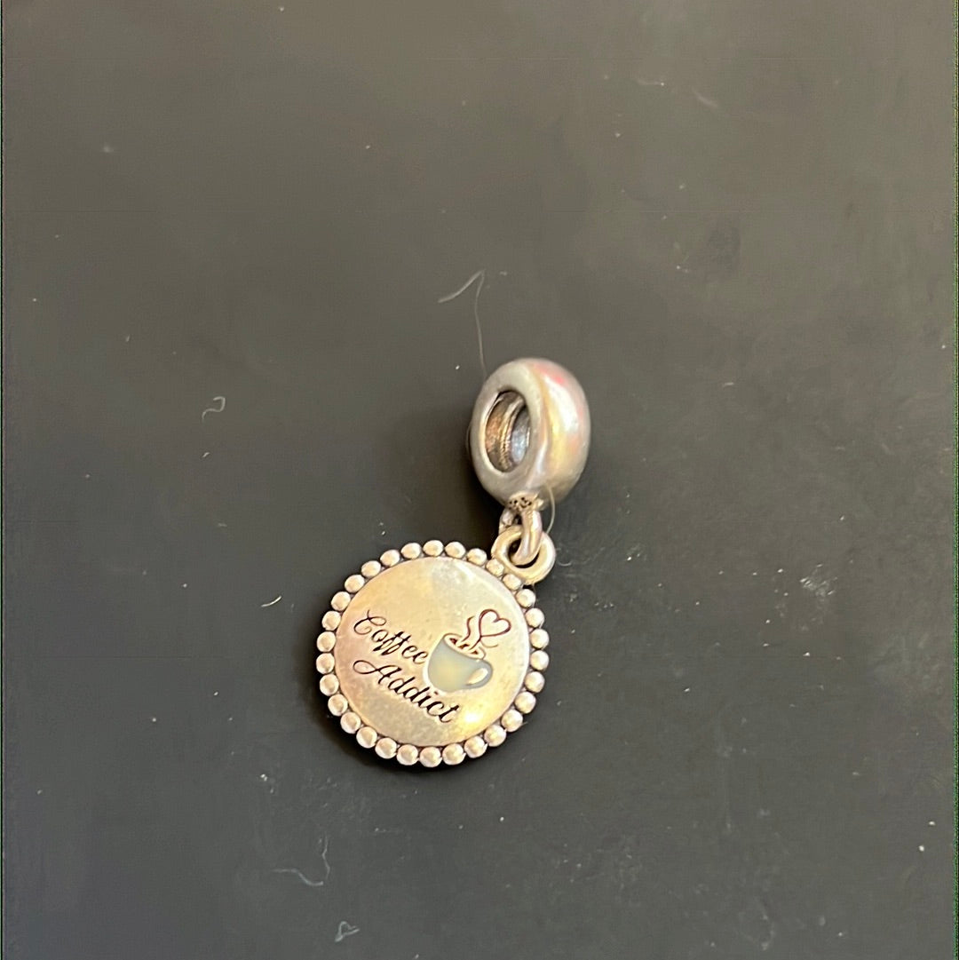 Genuine Pandora Coffee Addict Rare Enamel Dangle Charm