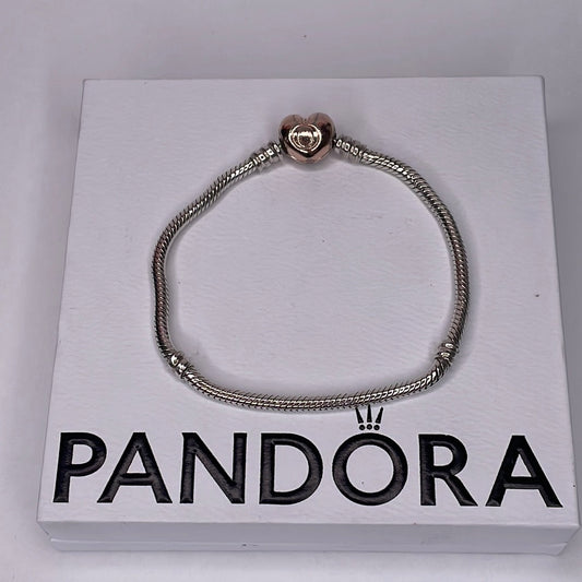 Genuine Pandora Rose Gold Heart Clasp Bracelet Various Sizes