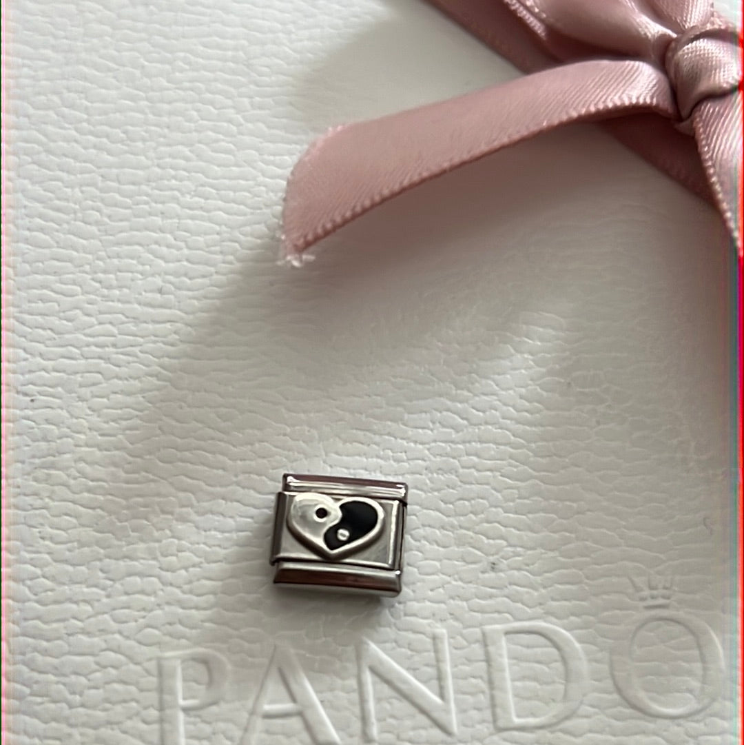 Genuine Nominations Silver Link Charm Enamel Ying and Yang