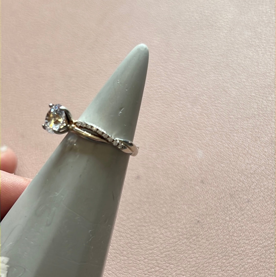 Sterling Silver CZ Cross Over Pave Ring Size 52