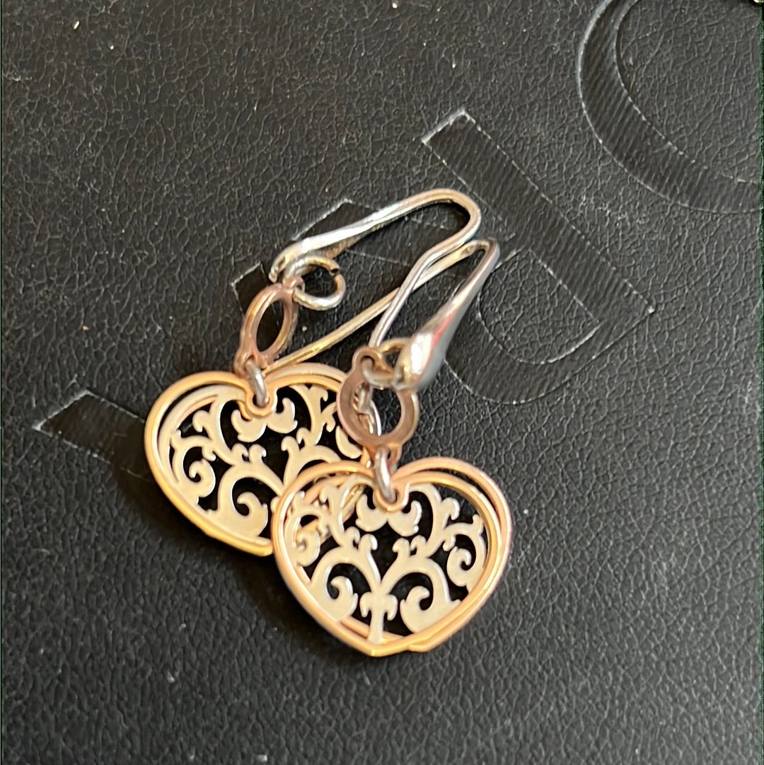 Genuine Nominations Rose Gold Filigree Heart Detail Earrings