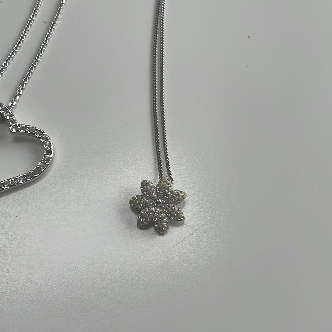 Genuine Swarovski Pave Crystal Cream Flower Poinsettia Necklace 49cm