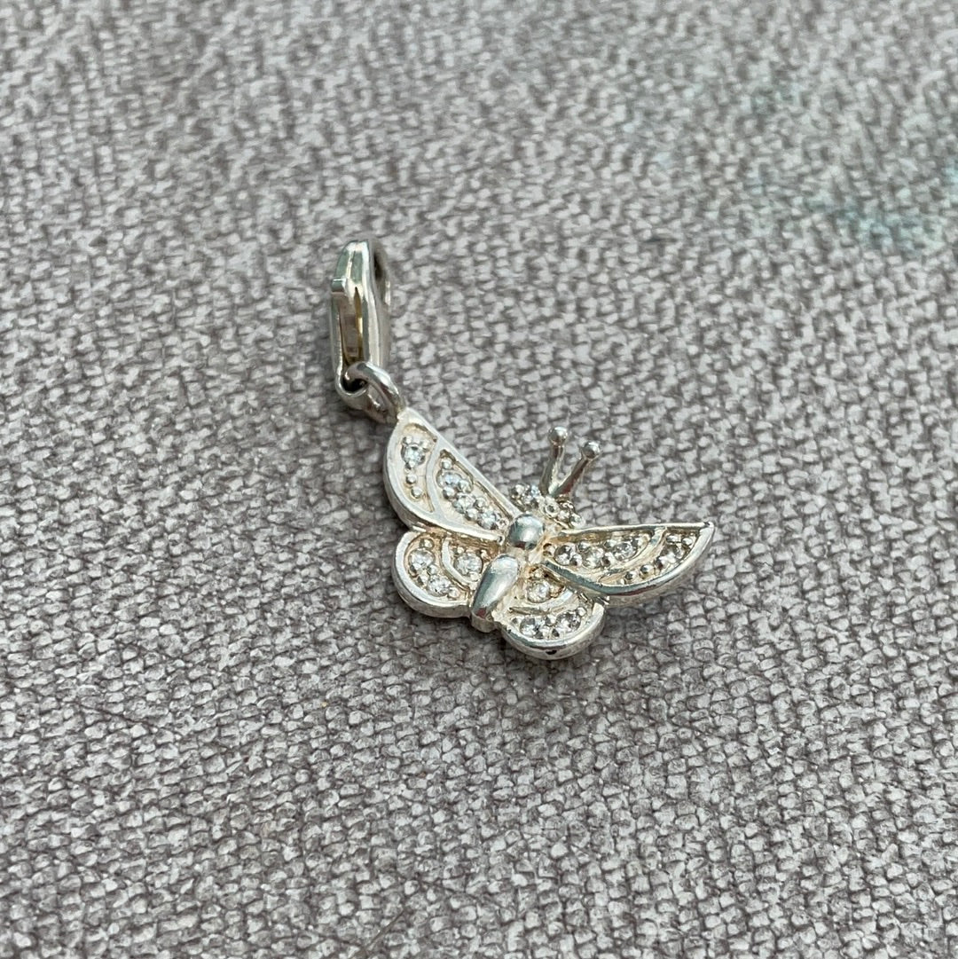 Genuine Thomas Sabo Sterling Silver Pave Butterfly Dangle Clip Charm