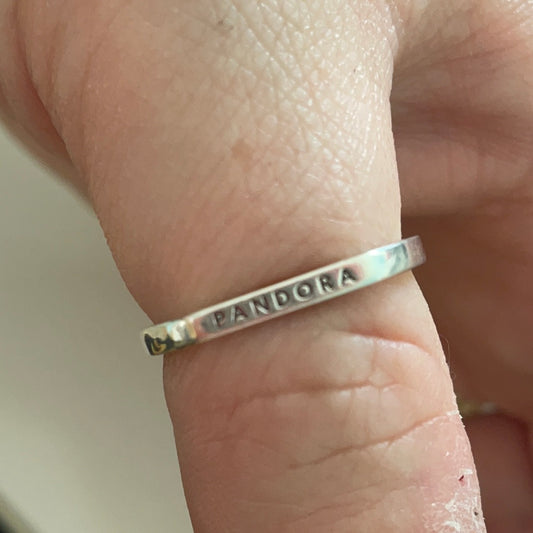 Genuine Pandora Ring Size 56 Pandora Flat Ring Pave/ Logo