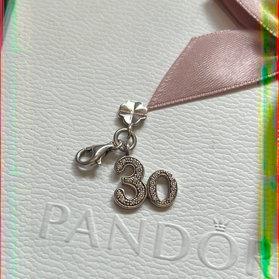 Genuine Thomas Sabo Sterling Silver Pave 30th Clip Charm