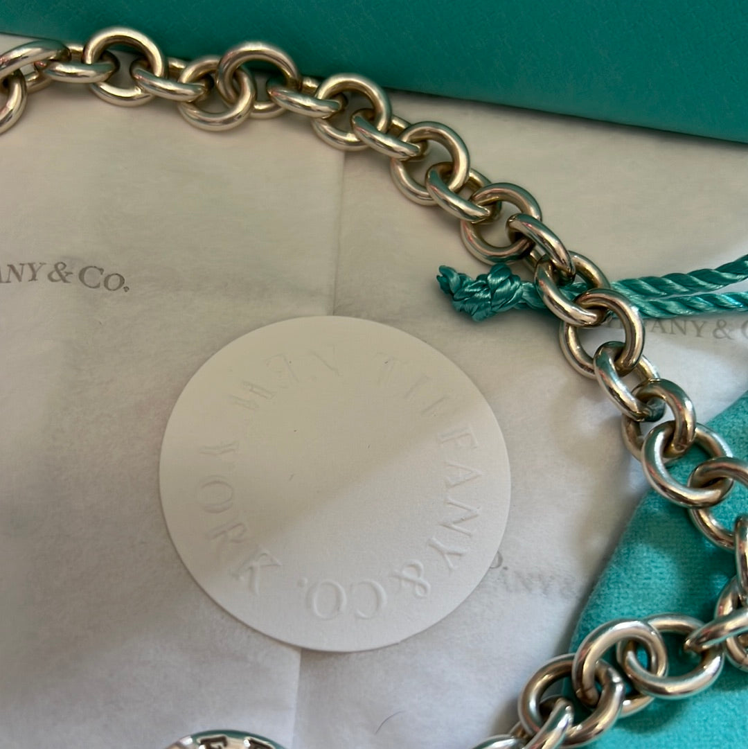 Genuine Tiffany & CO Sterling Silver Large Heart Chunky Toggle Chain Heart Pendant Choker Necklace 43cm