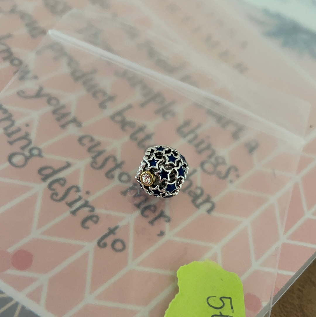 Genuine Pandora Illuminating Stars Sky Two Tone Gold Star Charm Openwork