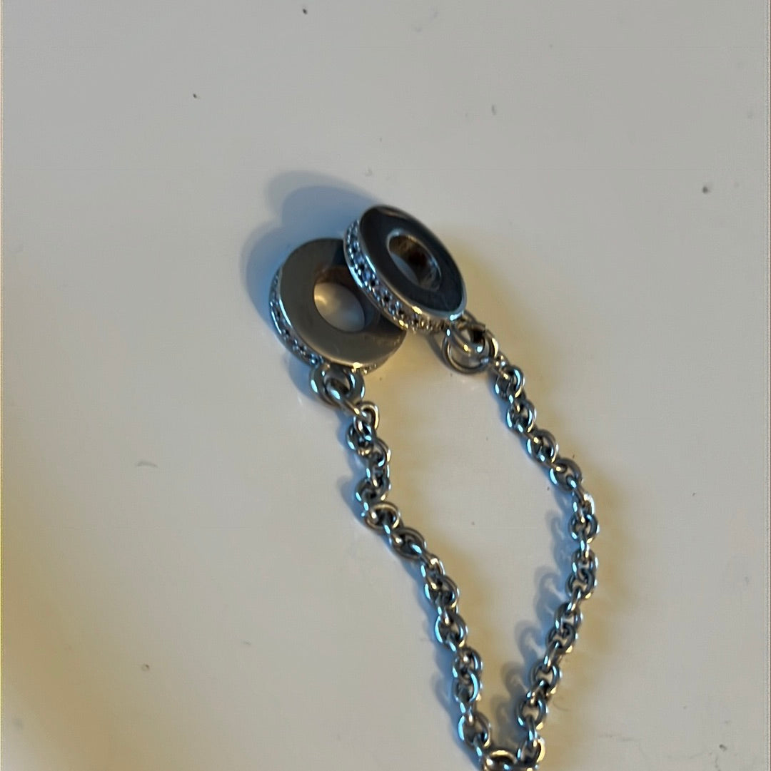 Sterling Silver Unbranded Safety Chain Pave