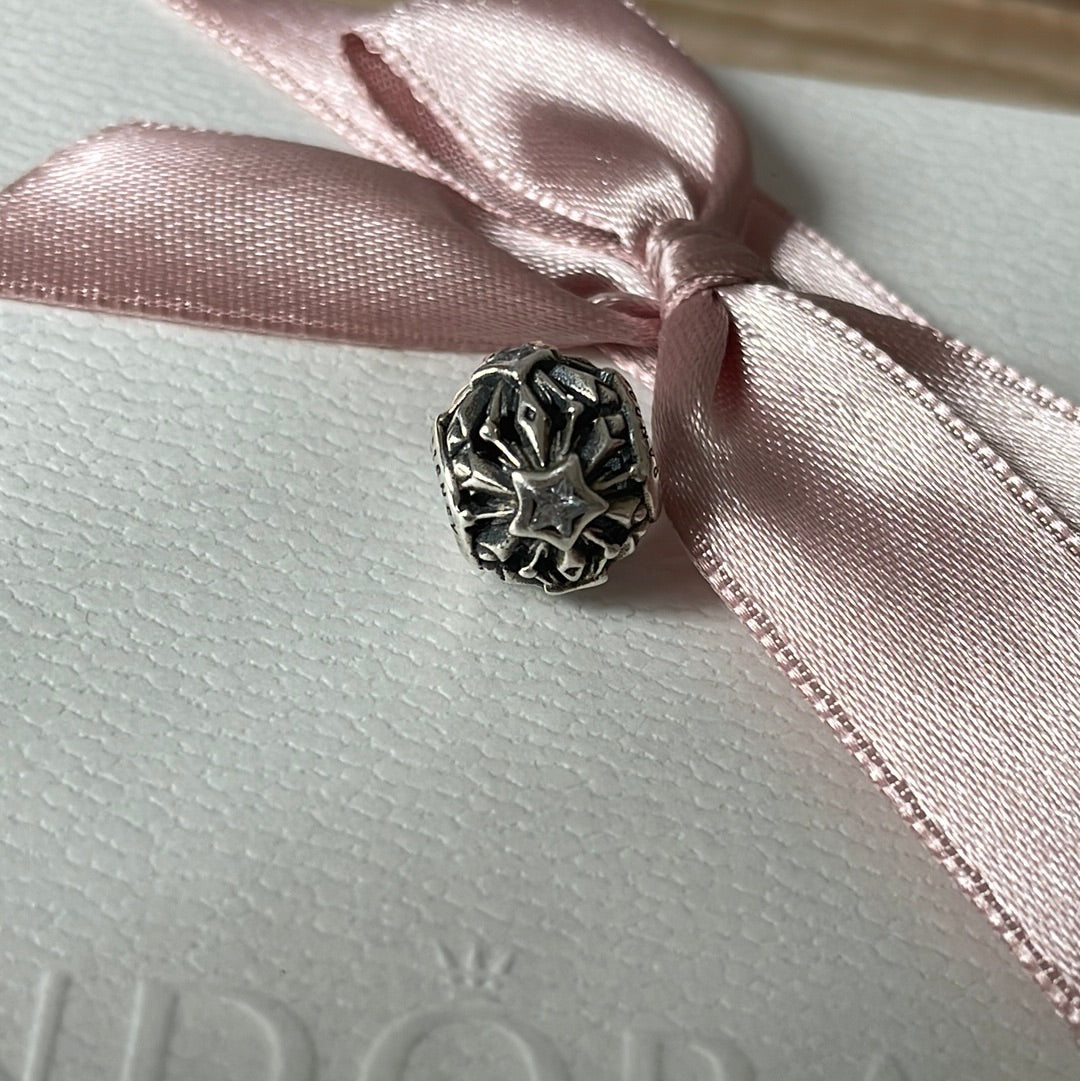 Genuine Pandora Frozen Snowflake Star Cz Openwork Charm