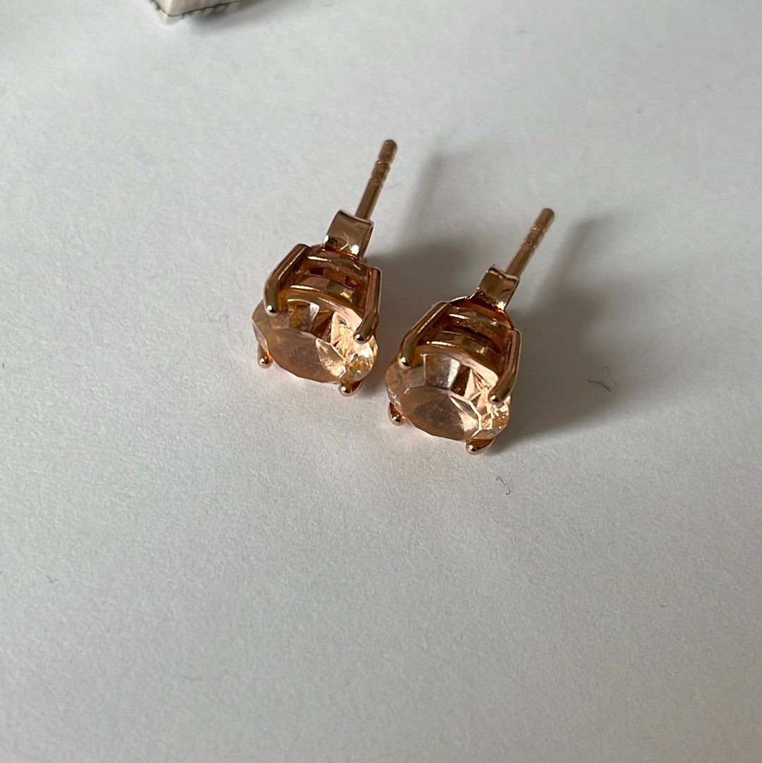 Brand New Rose Gold CZ Stone Pave Earrings