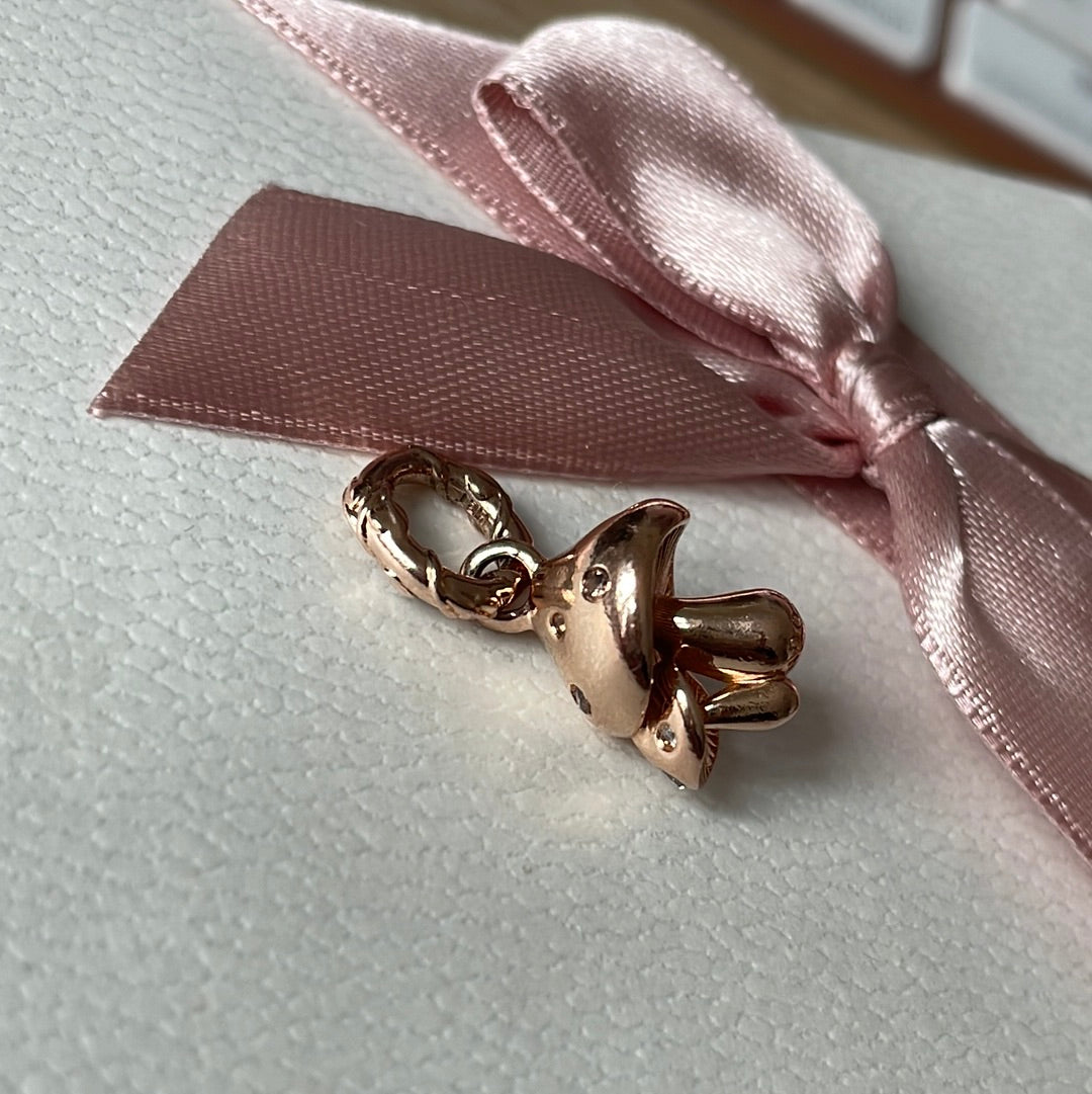 Genuine Pandora Rose Gold Pave Mushroom Charm Dangle
