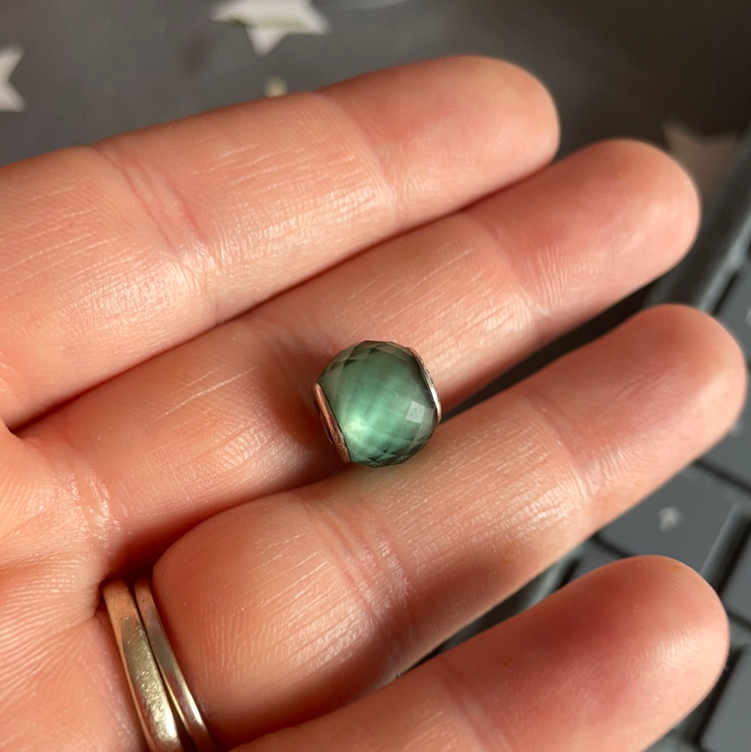 Genuine Pandora Petite Facet Murano In Mint Green
